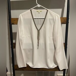 Gianni Bini White Long Sleeve Blouse